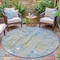 Homeroots 8' Sky Blue And Gray Round Abstract Washable Indoor Outdoor Area Rug 632139 - alternate 3