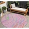 Homeroots 8' Pink Green And Teal Blue Round Abstract Washable Indoor Outdoor Area Rug 600248 - alternate 1