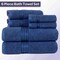 Lavish Home 6 Piece Bathroom Towels Set 100% Cotton with 2 Wash Cloths, 2 Hand Cloths, and 2 Bath Towel, Navy 67-0016-BLA - alternate 3