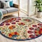 Homeroots 5' Navy Blue Beige Green Blue And Red Round Floral Indoor Outdoor Area Rug 546785 - alternate 2