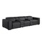 Homeroots 130" Black Top Grain Leather Reclining Metal USB Sofa 720394 - alternate 3