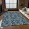 Homeroots 9' X 12' Teal Blue And Sky Blue Damask Washable Indoor Outdoor Area Rug 588200 - alternate 2