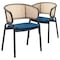 Leisuremod Ervilla Dining Chair with Stainless Steel Legs Velvet Seat and Wicker Back, Navy Blue, 2PK EC20NBU2 - alternate 1