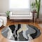 Homeroots 8' Black Gray And Tan Round Abstract Washable Indoor Outdoor Area Rug 600944 - alternate 2