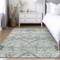 Homeroots 10' X 14' Artichoke Green Denim Blue And Silver Floral Washable Indoor Outdoor Area Rug 588857 - alternate 2