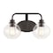 Jonathan Y Sandrine 17.5" 2-Light Iron/Seeded Glass Cottage Rustic LED Vanity Light, Oil Rubbed Bronze JYL7527A - alternate 1