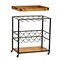 Homeroots Brown and Black Metal And Solid Wood Rolling Bar Cart With Wine Storage 402564 - alternate 3