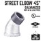 B & K 1-1/2 in. FIP each X 1-1/2 in. D MIP Galvanized Malleable Iron 45 degree Street Elbow 311USE45-112 - alternate 2