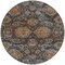 Homeroots 8' Navy Blue Brown And Terra Cotta Round Damask Washable Indoor Outdoor Area Rug 603601 - alternate 2