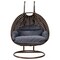 Leisuremod Mendoza Dark Brown Wicker Hanging 2 person Egg Swing Chair with Charcoal Cushions MSCDBR-53CBU - alternate 3