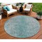 Homeroots 8' Teal Blue Gray And Charcoal Round Oriental Washable Indoor Outdoor Area Rug 588842 - alternate 1