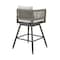 Armen Living Alegria Outdoor Patio Swivel Bar Stool in Aluminum with Gray Rope and Light Gray Cushions LCAFSWBABL30 - alternate 2