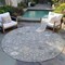 Homeroots 8' Gray Gold And Ivory Round Oriental Washable Indoor Outdoor Area Rug 598048 - alternate 4