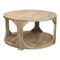 Homeroots 34" Natural Solid Wood Round Distressed Floor Shelf Coffee Table With Shelf 605492 - alternate 3