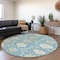 Homeroots 8' Teal Blue Gray And Ivory Round Damask Washable Indoor Outdoor Area Rug 599456 - alternate 2