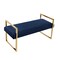 Homeroots 48" Navy Blue and Gold Velvet Upholstered Bench 530650 - alternate 3