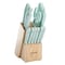 Kenmore Kane 14 Piece Stainless Steel Cutlery Set in Glacier Blue with Rubber Wood Block 127622.14 - alternate 1