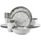 Gibson Elite Organic Decal 16 Piece Melamine Dinnerware Set in Gray 750123583M - alternate 1
