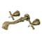 Kingston Brass Two-Handle Wall Mount Tub Faucet, Antique Brass KS5023ZX - alternate 1