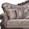 Homeroots 92" Champagne Imitation Silk Damask Sofa And Toss Pillows 491292 - alternate 3