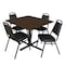 Regency Square Cain Breakroom Table W/ 4 Restaurant Stack Chairs, 48 in W, 48 in L, Neo Walnut TB4848NW29BK - alternate 1