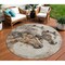 Homeroots 8' Beige And Gray Round Horse Washable Indoor Outdoor Area Rug 618669 - alternate 1