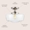 Jonathan Y Marfa 14" 1-Light Modern Farmhouse Schoolhouse Frosted Glass/Metal LED Semi Flush Mount, Nickel JYL7517D - alternate 4