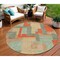 Homeroots 8' Sage Gray And Orange Round Geometric Washable Indoor Outdoor Area Rug 613231 - alternate 1