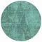 Homeroots 8' Teal Blue And Charcoal Round Geometric Washable Indoor Outdoor Area Rug 577603 - alternate 2