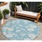Homeroots 8' Sky Blue And Ivory Round Floral Washable Indoor Outdoor Area Rug 599924 - alternate 1