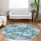 Homeroots 8' Denim Blue And Olive Green Round Abstract Washable Indoor Outdoor Area Rug 609596 - alternate 4