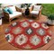 Homeroots 8' Red Ivory And Salmon Round Southwestern Washable Indoor Outdoor Area Rug 615166 - alternate 1