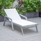 Leisuremod Marlin Patio Chaise Lounge Chair with Armrests in Grey Aluminum Frame, White MLAGR-77W - alternate 6