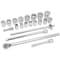 Performance Tool 21 pc. 3/4 in. Dr. Socket Set, SAE, 12pt Sockets, Ratchet, Case W34904 - alternate 3