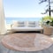 Homeroots 8' Salmon Copper And Ivory Round Abstract Washable Indoor Outdoor Area Rug 587604 - alternate 2