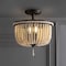 Jonathan Y Allie 14" Wood Beaded/Metal LED Semi Flush Mount, Black / Light Taupe JYL9020A - alternate 4