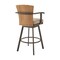 Armen Living Hazel Outdoor Patio Swivel Counter Stool in Aluminum with Teak Wood and Brown Cushion LCHABABRN26 - alternate 3