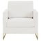 Leisuremod Lincoln Boucle Fabric Armchair with Gold Stainless Steel Frame & Removable Back Cushion, White LA31-B-W - alternate 2