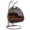 Leisuremod Mendoza Dark Brown Wicker Hanging 2 person Egg Swing Chair with Brown Cushions MSCDBR-53BR - alternate 1