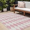 Homeroots 8' X 10' Pink And Ivory Geometric Washable Indoor Outdoor Area Rug 577094 - alternate 1