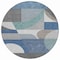 Homeroots 8' Gray Blue And Ivory Round Geometric Washable Indoor Outdoor Area Rug 616726 - alternate 4