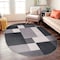World Rug Gallery Contemporary Modern Geometric Boxes Design Non-Slip Area Rug 5 ft x 7 ft Oval Gray 506GRAY5OV - alternate 1