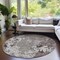 Homeroots 8' Taupe Ivory And Brown Round Damask Washable Indoor Outdoor Area Rug 596401 - alternate 2