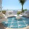 Homeroots 8' Teal Blue And Ivory Round Geometric Washable Indoor Outdoor Area Rug 594745 - alternate 2