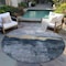 Homeroots 8' Blue Gray And Gold Round Abstract Washable Indoor Outdoor Area Rug 602995 - alternate 3