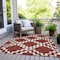 Homeroots 3' X 5' Brick Red And Ivory Geometric Washable Indoor Outdoor Area Rug 593738 - alternate 2