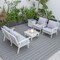 Leisuremod Walbrooke Modern White Patio Conversation With Square Fire Pit & Tank Holder, Light Grey WW-27-20-57-31-LGR - alternate 3