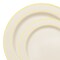 Smarty Had A Party Ivory w/Gold Edge Rim Plastic Plates Dinnerware Value Set (120 Dinner Plates+120 Salad Plates), 240PK 130GVP-CASE - alternate 2