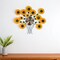 Homeroots 31" Yellow Green And Gold Metal Silent Analog Sunflower Floral Wall Clock 626369 - alternate 1