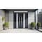Vdomdoors Metal Double Doors Deux 0757 Gray Graphite Frosted Glass Top Transom Entry Modern Painted (W72xH96+ DEUX0757DEXD-GRE-W72xH96+16-RH-O - alternate 2